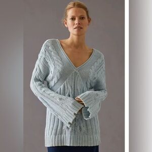 Anthropology Pilcro V-Neck Cotton Light Blue Sweater